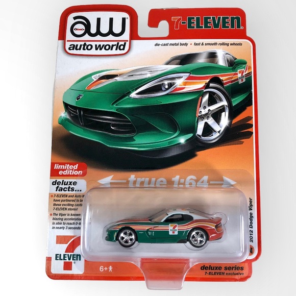 Auto World x 7-Eleven 2012 Dodge Viper & 1967 Chevy Corvette, set of 2! - Picture 3 of 8